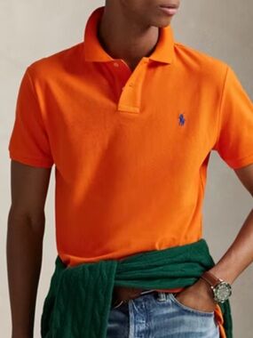 POLO RALPH LAUREN Orange Polo Shirt | Classic Preppy Golf Casual | Size M